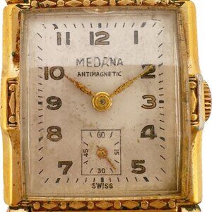 Vintage Medana 7 Jewel Men's Mechanical Wristwatch Swiss Made Deco for Parts